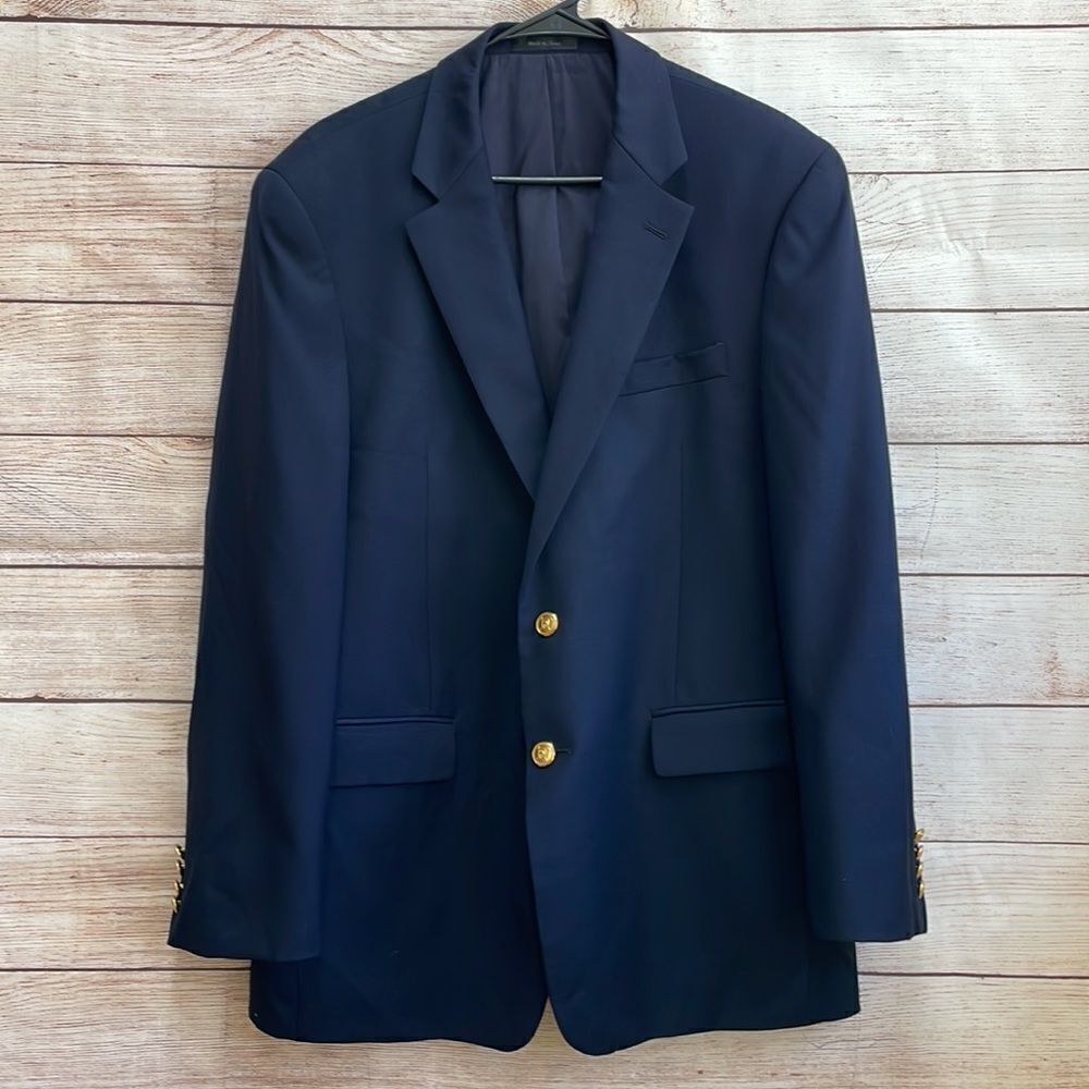 LAUREN RALPH LAUREN 100%‎ WOOL BLAZER IN NAVY BLUE